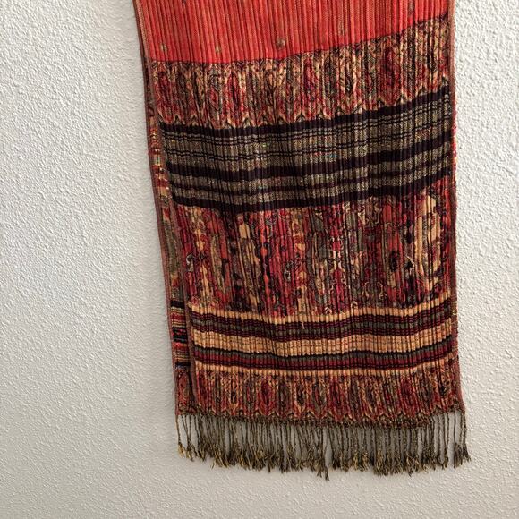 Pashmina 55% Pashmina 45% Silk Scarf Orange Brown Fall Colors One Size - Picture 2 of 7